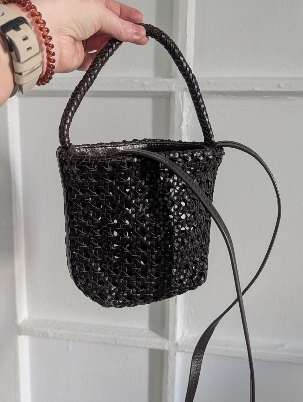 Madewell Woven Dark Brown Shoulder Basket Bag - Picture 7 of 8